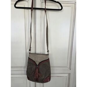 Mona B Canvas Crossbody‎ Purse Zipper Tassle Urban Western Boho